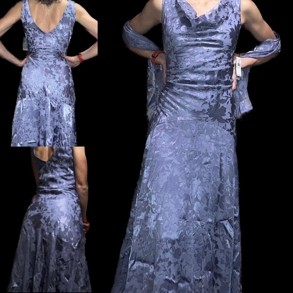 alex evenings maxi dress + shawl